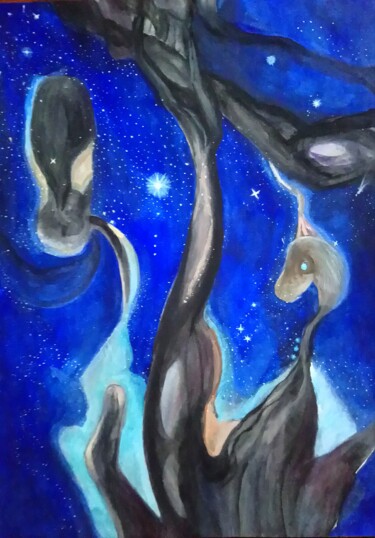 Peinture intitulée "Rêverie cosmique" par Maya Del Villar, Œuvre d'art originale, Huile