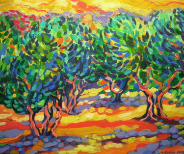 Peinture intitulée "Expressive orchard" par Maja Grecic, Œuvre d'art originale, Acrylique
