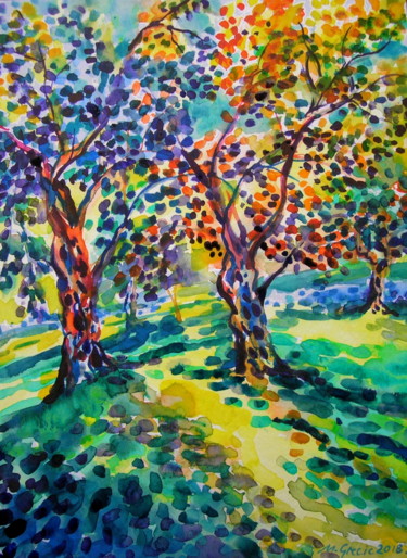 제목이 "Old olive orchard VI"인 미술작품 Maja Grecic로, 원작, 수채화