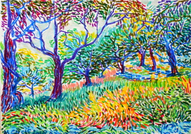 Dessin intitulée "Orchard etude No 5" par Maja Grecic, Œuvre d'art originale, Pastel