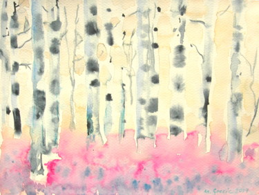 Painting titled "Celestial forest" by Maja Grecic, Original Artwork, Watercolor