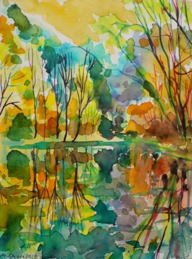 Painting titled "ReflectionsVIII" by Maja Grecic, Original Artwork, Watercolor