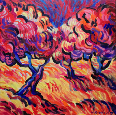 Peinture intitulée "Vincent's dream red…" par Maja Grecic, Œuvre d'art originale, Acrylique