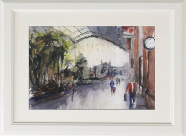 Malerei mit dem Titel "ESTACIÓN DE TREN AT…" von Maylu Garcia (María Luisa García), Original-Kunstwerk, Aquarell