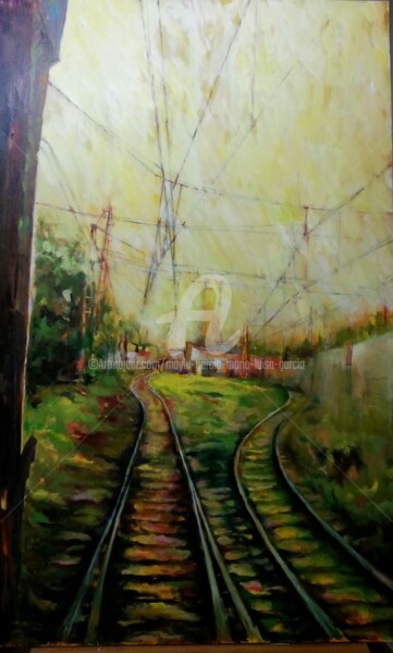 Painting titled "ÚLTIMA ESTACIÓN" by Maylu Garcia (María Luisa García), Original Artwork, Oil