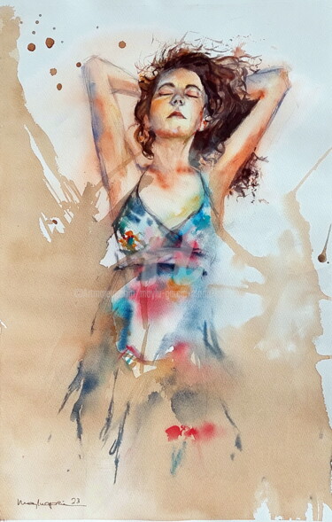 Pintura intitulada "SONNERIE" por Maylu Garcia (María Luisa García), Obras de arte originais, Aquarela