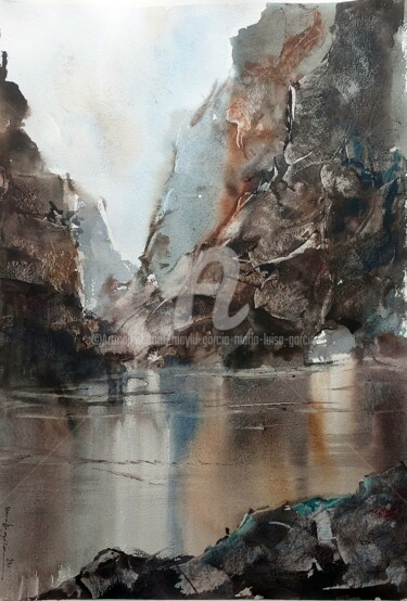 Malerei mit dem Titel "LE ROCCE" von Maylu Garcia (María Luisa García), Original-Kunstwerk, Aquarell