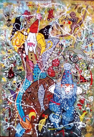 Peinture intitulée "pierrot" par Mayron Allmeida, Œuvre d'art originale, Acrylique