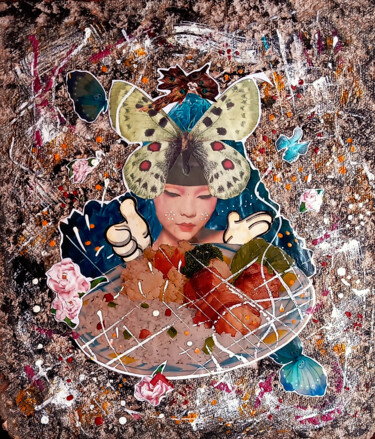 Collages intitulée "Madame Butterfly's…" par Mayron Allmeida, Œuvre d'art originale, Acrylique