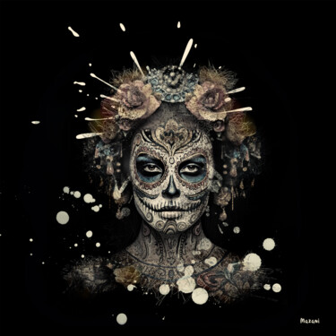 Digitale Kunst mit dem Titel "Sugar Skull I" von Mazani, Original-Kunstwerk, Digitale Malerei