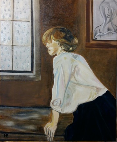 「femme pensif attend…」というタイトルの絵画 Patricia Mazzeoによって, オリジナルのアートワーク, オイル