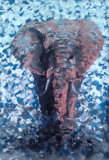 Malerei mit dem Titel "The Elephant" von Mbongeni, Original-Kunstwerk, Acryl