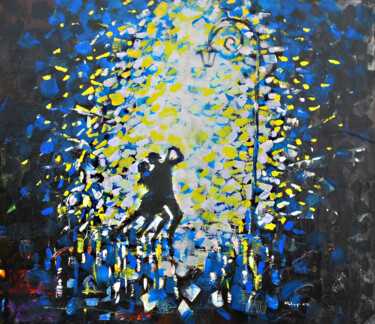 Schilderij getiteld "Tango The Night" door Mbongeni, Origineel Kunstwerk, Acryl