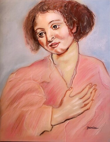 Tekening getiteld "Portrait de Hélène…" door Mc Devésa, Origineel Kunstwerk, Pastel