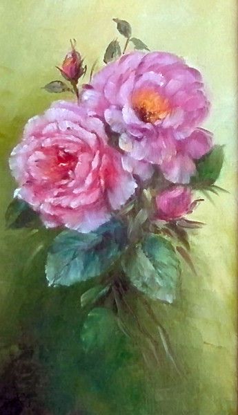 Painting titled "Les pivoines de mon…" by Chrispaint-Flowers, Original Artwork, Oil