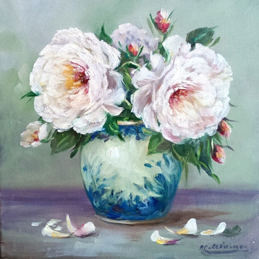 Картина под названием "Tableau peinture ro…" - Chrispaint-Flowers, Подлинное произведение искусства, Масло