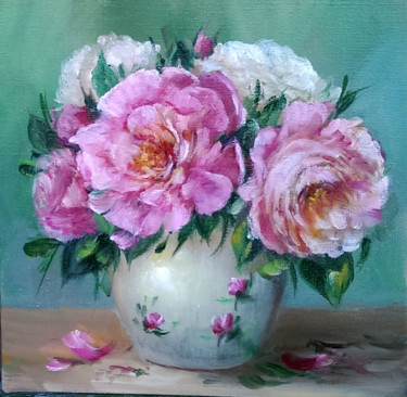 Painting titled "Le petit bouquet de…" by Chrispaint-Flowers, Original Artwork, Oil