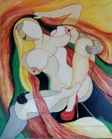 Pittura intitolato ""Tomber la soutane"" da Matray Marie-Christine, Opera d'arte originale, Olio