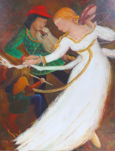 「La dame blanche」というタイトルの絵画 Matray Marie-Christineによって, オリジナルのアートワーク, オイル