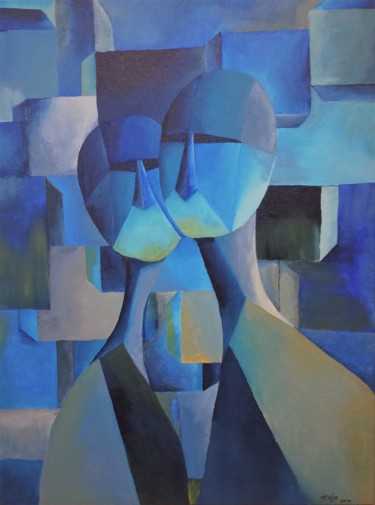 Peinture intitulée "TWO BLUE.jpg" par Mitch Nye, Œuvre d'art originale, Acrylique