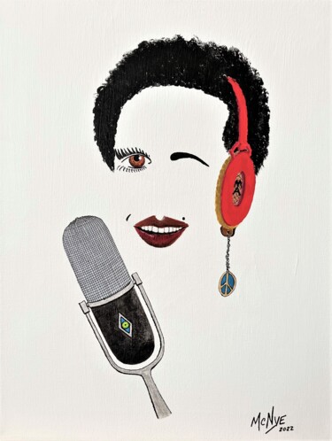 Schilderij getiteld "THE RADIO DJ" door Mitch Nye, Origineel Kunstwerk, Acryl