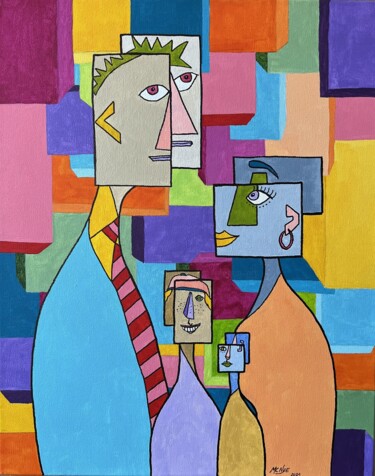 Malerei mit dem Titel "THE BLOCKHEAD NEIGH…" von Mitch Nye, Original-Kunstwerk, Acryl Auf Keilrahmen aus Holz montiert