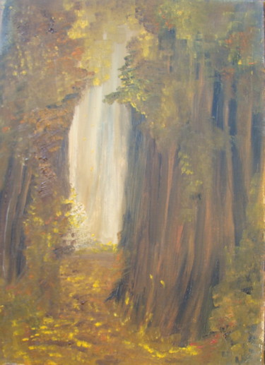 Painting titled "sous-bois" by Martine Chatain Ottelé, Original Artwork, Oil