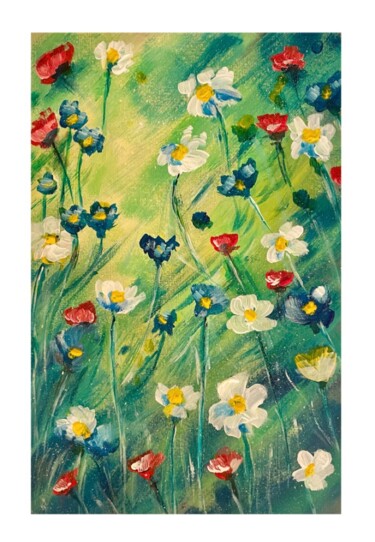Картина под названием "beautiful flowers" - Mdamepomme, Подлинное произведение искусства, Акрил Установлен на плексиглас