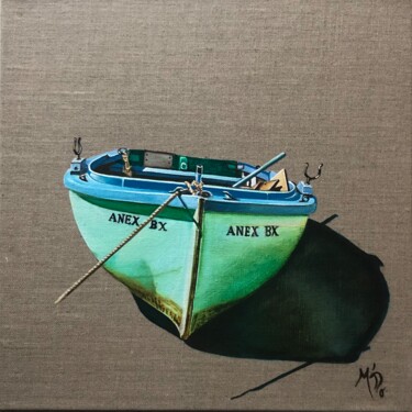 Painting titled "Verte annexe" by M'Do, Original Artwork, Acrylic Mounted on Cardboard