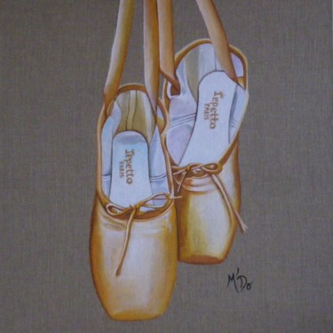 Painting titled "pointes or" by M'Do, Original Artwork, Acrylic Mounted on Cardboard