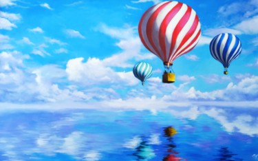 Malerei mit dem Titel "The Hot Air Balloons" von Megh Harikrishnan, Original-Kunstwerk, Acryl