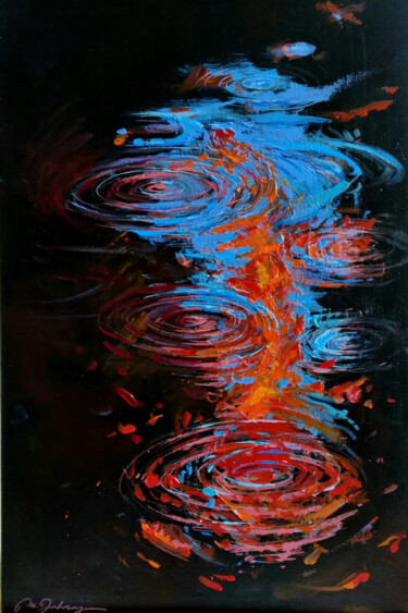 Painting titled "After Rain" by Mehdi Fahraji, Original Artwork, Acrylic Mounted on Wood Stretcher frame