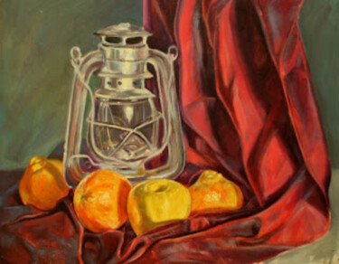 Painting titled "Still life" by Mehdi Fahraji, Original Artwork, Oil