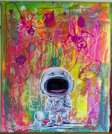 Ζωγραφική με τίτλο "A Space Adventure w…" από Mehdi Fahraji, Αυθεντικά έργα τέχνης, Ακρυλικό