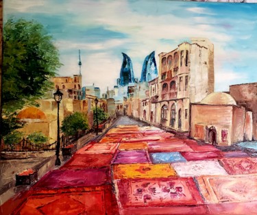Peinture intitulée "Bakou, la vieille v…" par Mehri Guliyeva Moghadam, Œuvre d'art originale, Huile