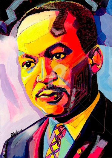 Malerei mit dem Titel "Martin Luther King" von Meiling Alvarez Marquez, Original-Kunstwerk, Acryl Auf Keilrahmen aus Holz mo…