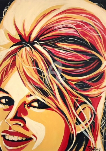Pittura intitolato "Brigitte Bardot" da Meiling Alvarez Marquez, Opera d'arte originale, Acrilico Montato su Telaio per bare…