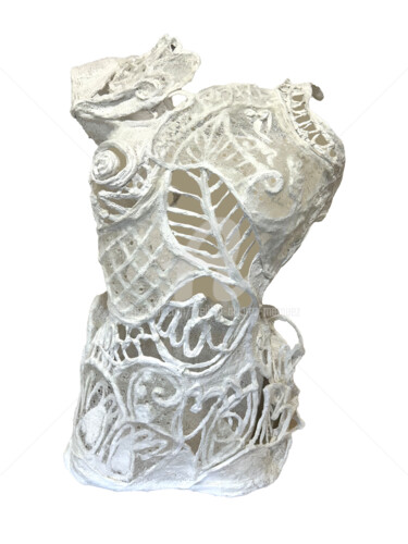 Скульптура под названием "Torse dentelle" - Meiling Alvarez Marquez, Подлинное произведение искусства, Гипс