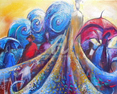 Картина под названием "Malecón" - Meiling Alvarez Marquez, Подлинное произведение искусства, Масло Установлен на Деревянная…