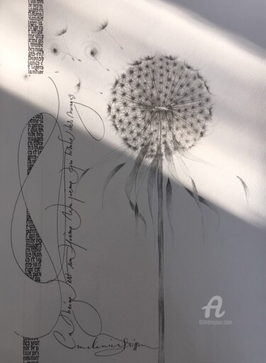 Dibujo titulada "pissenlit 2 - calli…" por Mélanie Griffon, Obra de arte original, Tinta