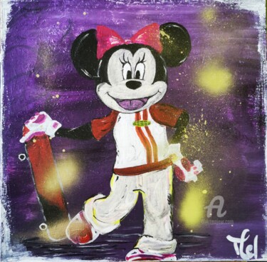 Pittura intitolato "Minnie skateuse" da Melanie Roch, Opera d'arte originale, Acrilico