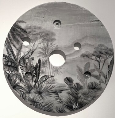 Pintura intitulada "Ma jungle" por Mélanie Flamin, Obras de arte originais, Óleo Montado em Painel de madeira