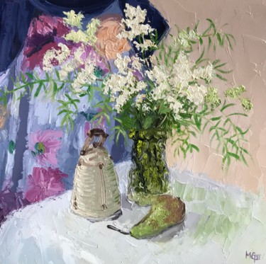 Painting titled "Meadowsweet" by Melissa Gee, Original Artwork, Oil Mounted on Cardboard