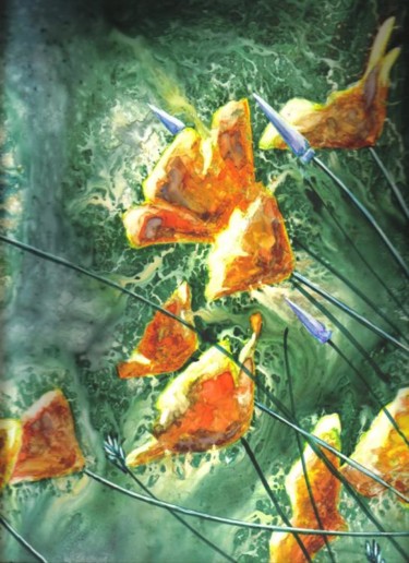 Painting titled "Yellow Wildflowers…" by Marsha Elliott, Original Artwork