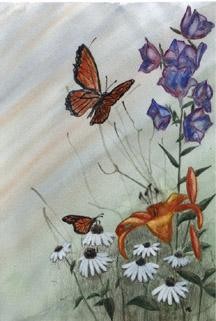 Painting titled "Butterfly Garden" by Marsha Elliott, Original Artwork