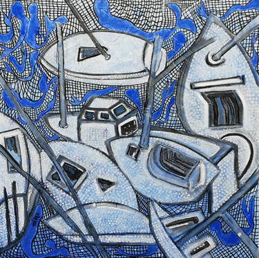Картина под названием "série MARINE Oser" - Mélys, Подлинное произведение искусства, Акрил Установлен на Деревянная рама для…