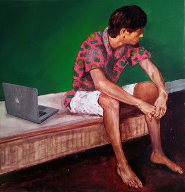 Peinture intitulée "Tropical chilling" par Mennato Tedesco, Œuvre d'art originale, Huile
