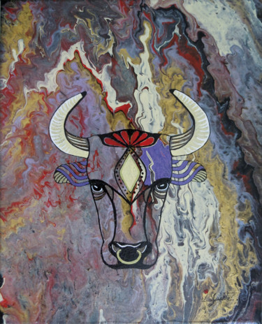 Schilderij getiteld "TORO" door Mercedes Vanpeene, Origineel Kunstwerk, Acryl