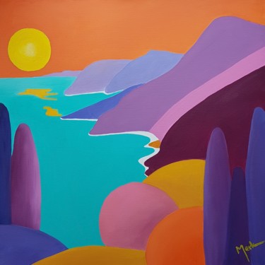 Pittura intitolato "Sonnenuntergang auf…" da Brigitte Thonhauser-Merk, Opera d'arte originale, Acrilico