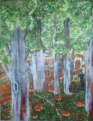 Картина под названием "Couple In The Garden" - Merlyn Shepherd'S, Подлинное произведение искусства, Акрил